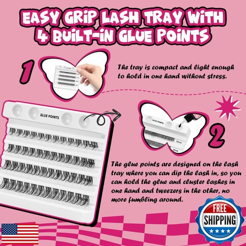 PRO Lash Clusters, 48 Pcs Individual Cluster Lashes DIY Lash Extension 10-16m - Picture 3 of 5