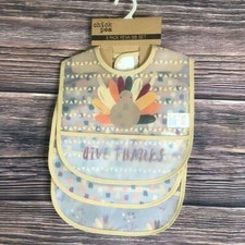 Set of 3 Chickpea Thanksgiving bib set waterproof plastic Give Thanks