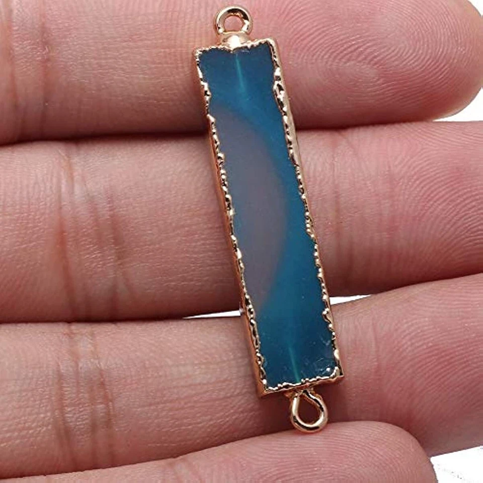Conectores colgantes de piedra de ágata azul natural de 5 piezas para hacer joyas collar Foto 3 de 4