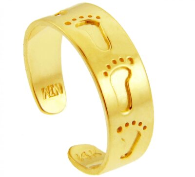 Zehenring 10 Karat massives Gold kräftiger Fußabdruck - Gelb-, Weißgold verstellbarer Knöchel 