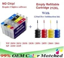 212XL Refillable Cartridge No Chip with Sublimation Ink WF-2850 XP-4100 XP-4105