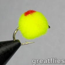 1 dozen (12) - Glo Bug - CHARTREUSE/RED
