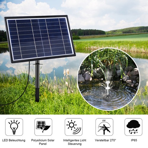 7W LED Wasserspiel Solarpumpe mit Akku Springbrunnen Solar Teich Pumpe BrunnenDE - Bild 3 von 16