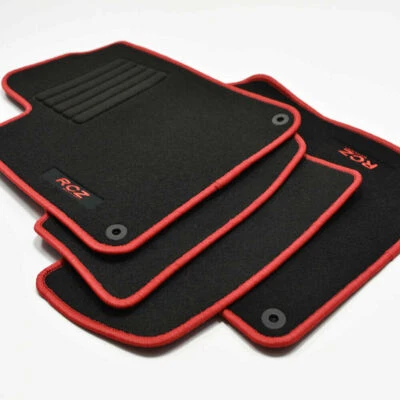 Set 4 Tapis Pour Peugeot RCZ Sport Coupé Depuis 2010 Logo Velours Edition ROUGE - Photo 1/2