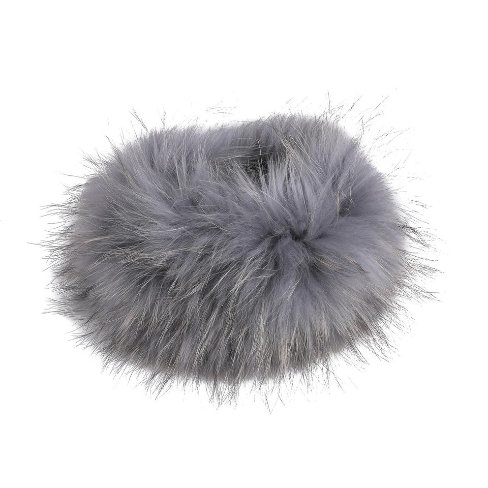 Women's Headband Genuine Raccoon Fur Knitted Neck Warmer Furry Fur Hairband - Image 4 of 4