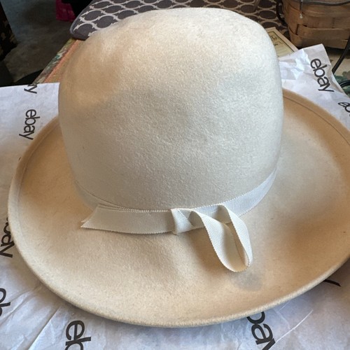 The Paris Boutique Ritz Women’s Vintage 100% Wool Cream Off-White Hat - Picture 5 of 10