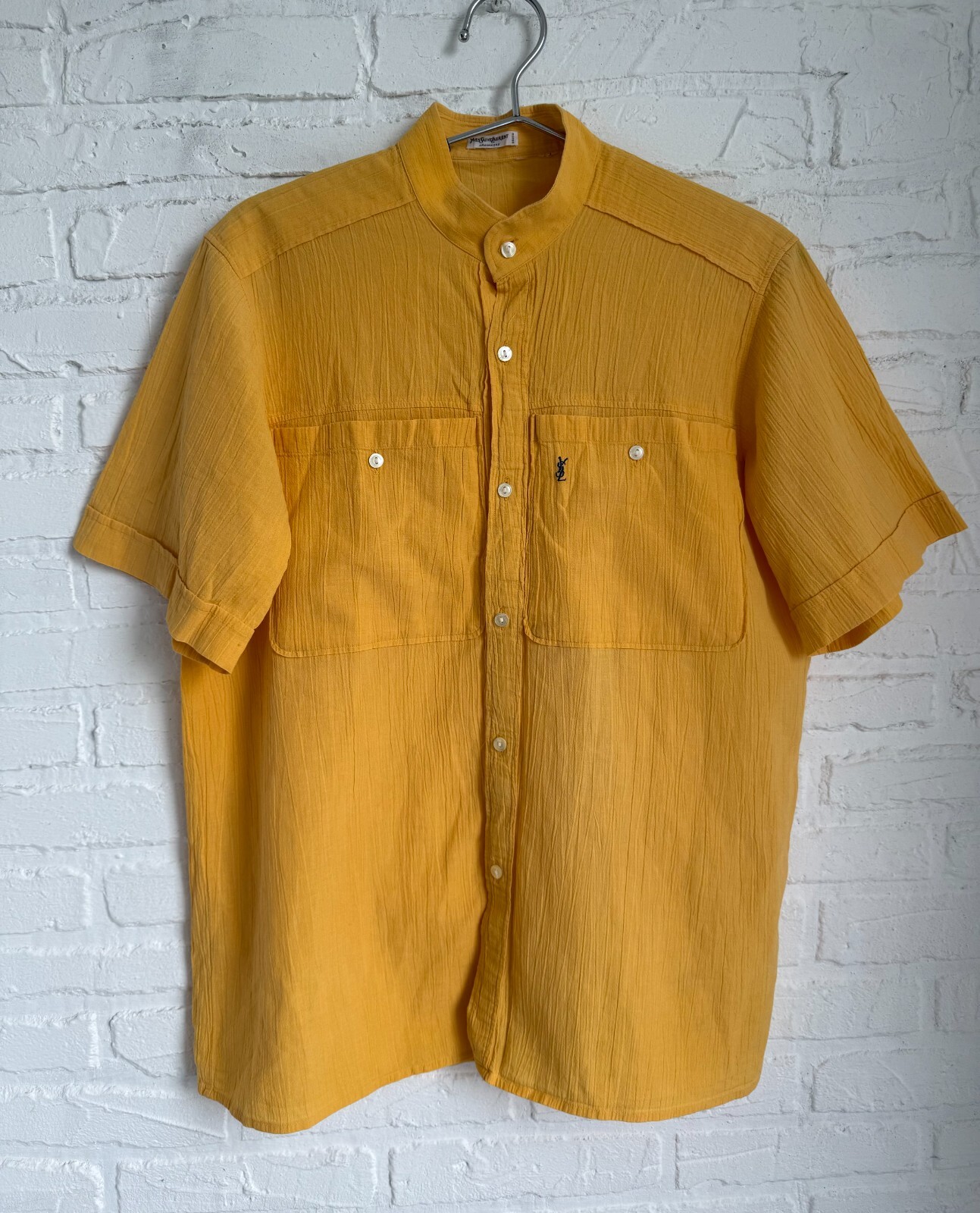 camicia blusa donna vintage anni 80 Yves Saint Laurent YSL chemises pieghe taglia S M