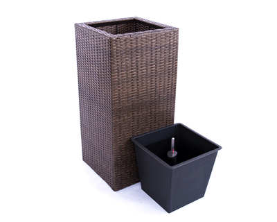 Elegant Einrichten Pflanzkübel Aus Polyrattan – Schwarz, 30x30 Cm, Handgeflochten Mit Metallverstärkung