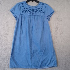 Old Navy Womens Blue Smocked Tunic Mini Dress Size Medium Floral Elegant