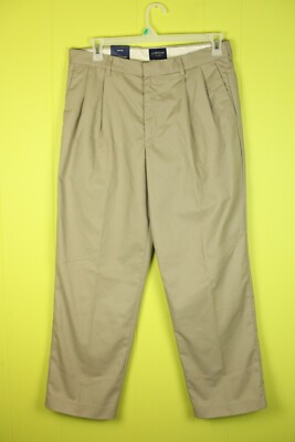 NWT Arrow Wrinkle Free Chino Dress Pants Mens 34 x 30'' Tan Khaki Pleated Front