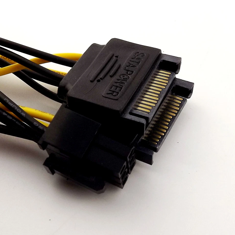 1pcs Dual SATA 15 Pin Male to PCI-E 6 Pin Female Video Card Power Adapter Cable - Image 4 of 4