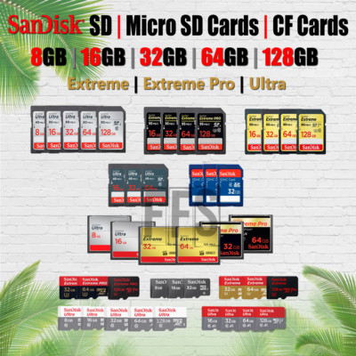 SanDisk SD OR Micro SD Card CF 16GB 32GB 64GB 128GB 256GB Extreme Pro lot Ultra