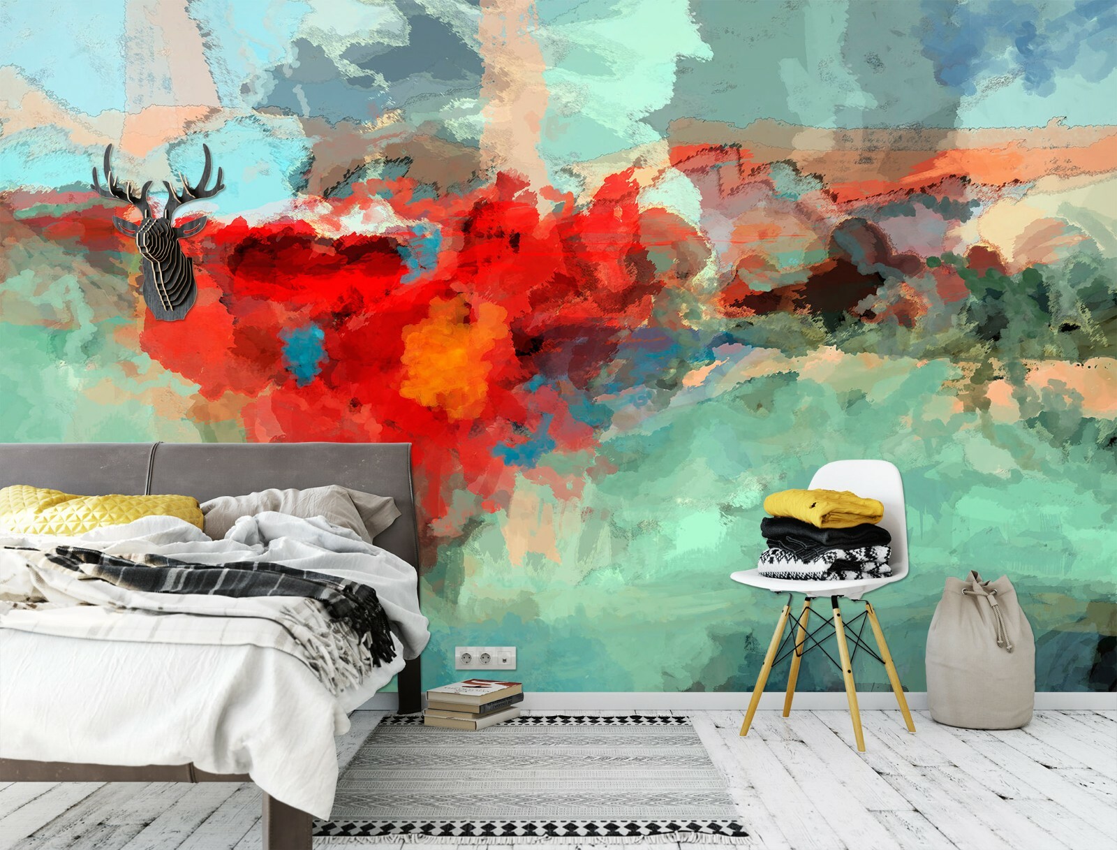 3D Red Green NAO643 Wallpaper Wall Mural Self-adhesive Michael tienhaara Fay