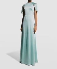 2990 Lela Rose Women's Green Plisse Chiffon Capelet A-Line Gown Dress Size 8