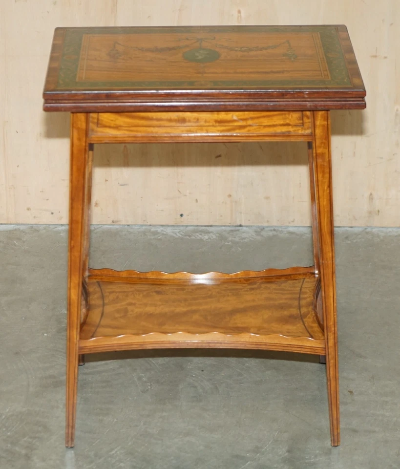 EDITORS CHOICE ANTIQUE HOWARD & SON'S SHERATON REVIVAL GAMES CARDS SIDE TABLE - Image 4 of 4