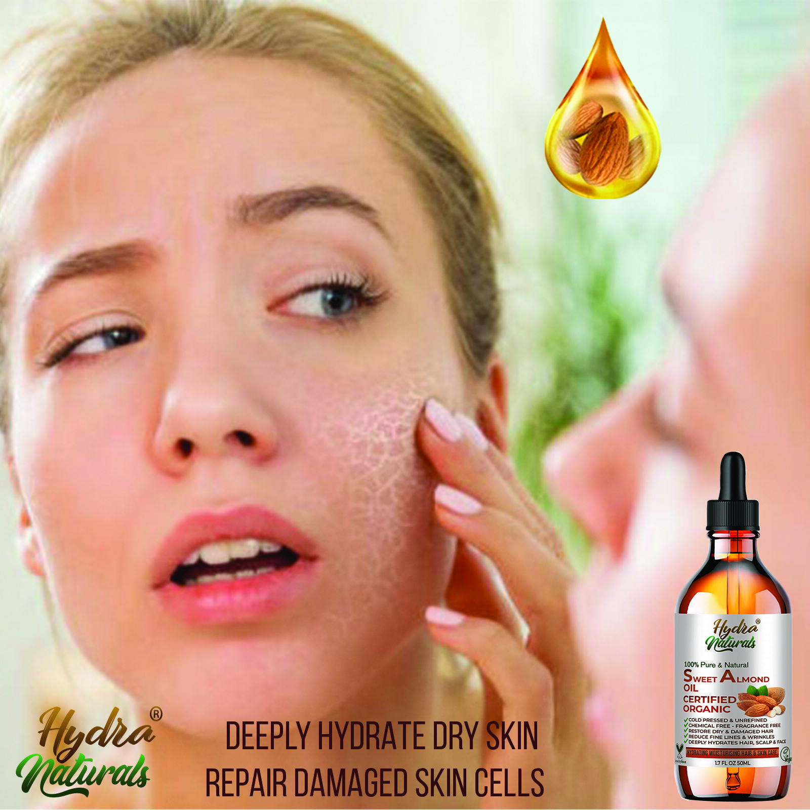 Sweet Almond Oil Certified Organic Cold Pressed For Face Dry Skin