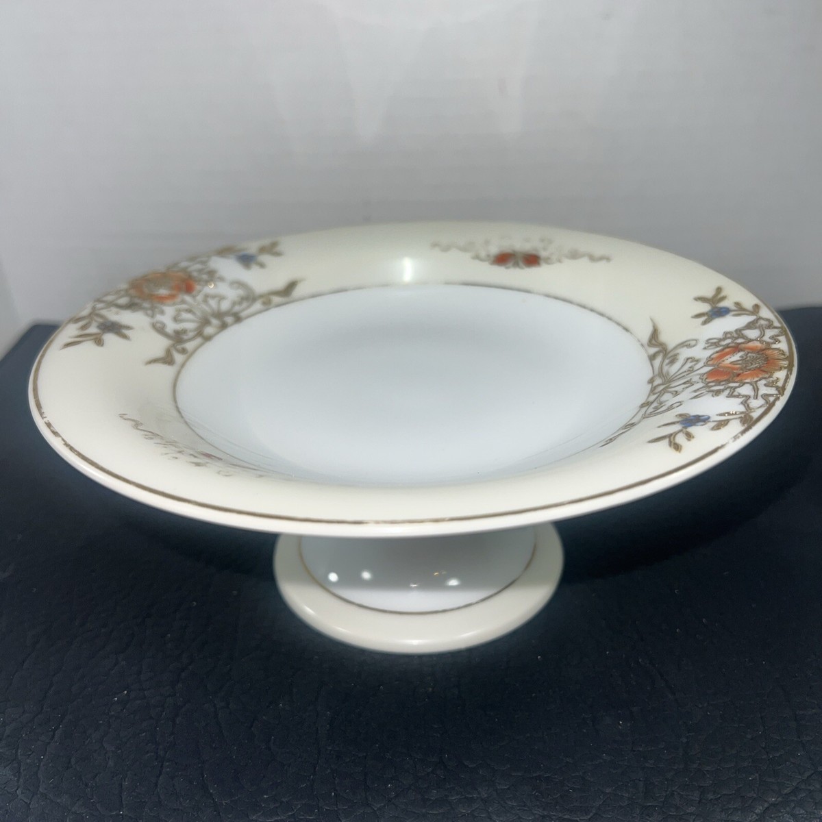 Antique Noritake 42200 Pedestal Tea Cake Stand White Cream Floral