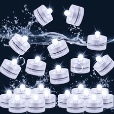 Submersible LED Light, Tea Lights, Pond Underwater Small 24 Pack, White