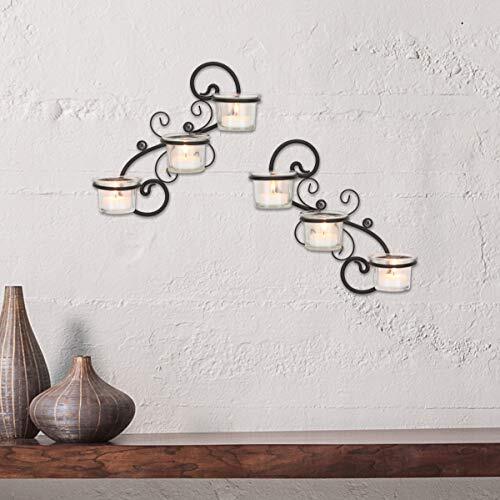 Stonebriar Decorative Tea Light Candle Holder Wall Sconce Set 6-tealight Bl&hellip;