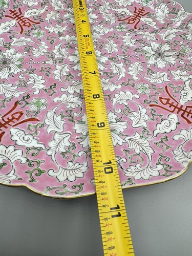 Vintage handbemalt chinesisches Porzellan 5tlg Gedeck Teller Tasse Schale rosa Blumen - Bild 5 von 11