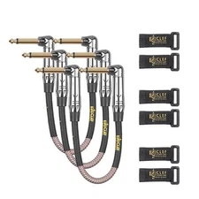 Clef Audio Labs 6.35mm TS to 6.35mm TS Angled to Angled,Copper Braided -6IN-3PK