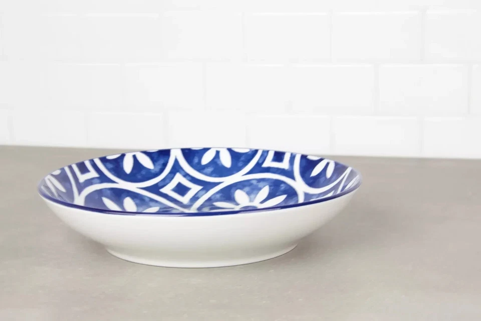 NUEVO Mainstays Gres Floral Azul Estampado 32oz Cupé Grande Cena Cuenco Servir Foto 3 de 4