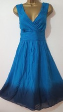 MONSOON SUMMER VINTAGE 50'S ROCKABILLY FLAPPER SILK DRESS SIZE UK 10 WEDDINGS