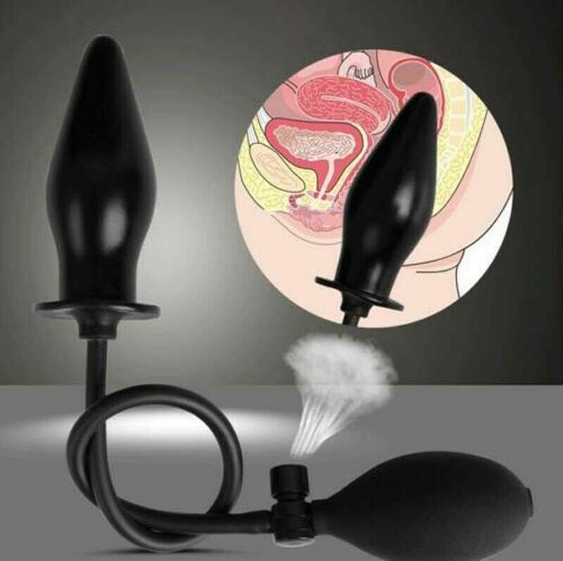 SEX TOYS JUGUETE ANAL UNISEX BOMBA HINCHABLE PLUG DILDO NEGRO 11,5 CM