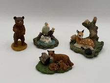 Christmas Village Santa's Best Wildlife 4 pk Foxes Bear Ducks Deer