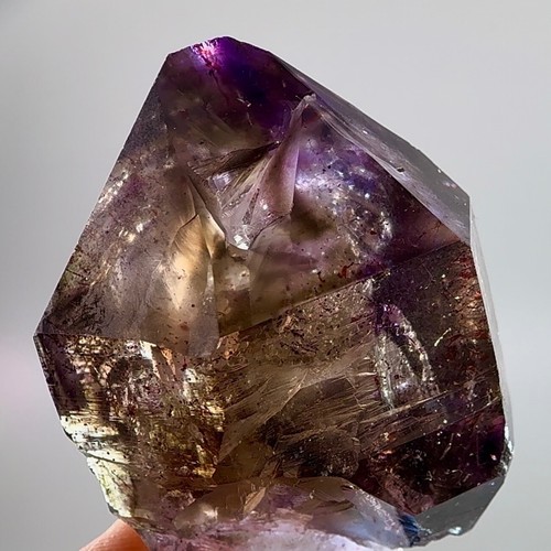 5 Moving Bubbles! RARE Harlequin Elestial Shangaan Amethyst Sceptre Enhydro