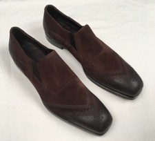 PRADA MEN'S BROWN DISTRESSED  SLIP ON SHOES Size 9.5