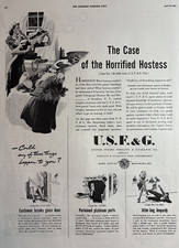 1943 USF&G Baltimore Insurance Co Case Horrified Hostess Fire Corp VTG Print Ad