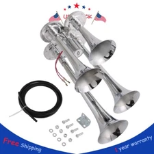 HORNS TRAIN AIR HORN 4 TRUMPETS CHROME PLATED FOR TRUCK/CAR LOUD SOUND DB