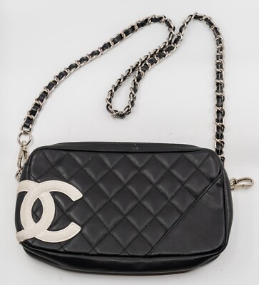 Chanel Cambon Pochette Quilted Small Rectangle Leather Women's Handbag 