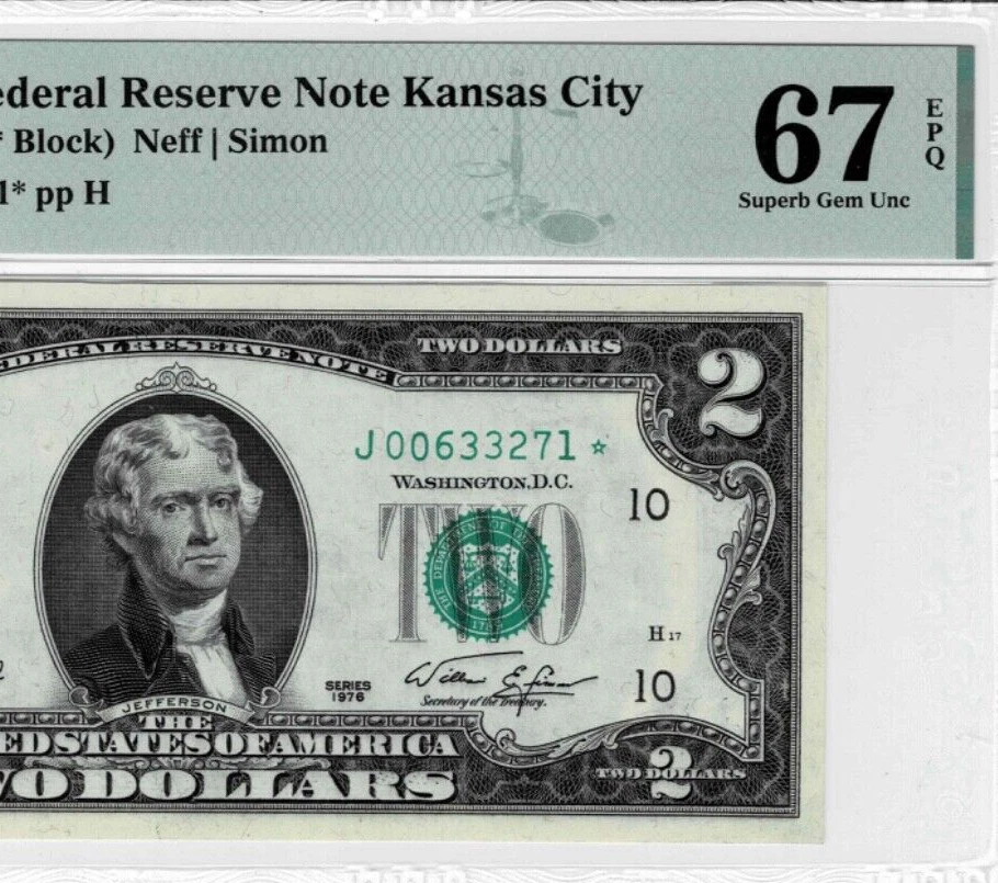 1976 $2 Federal Reserve *STAR*note-fr.1935-J*-PMG Superb GEM 67 EPQ-ONLY 3 FINER - Image 4 of 4