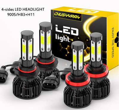 For Kenworth T680 T880 2013-2019 - 4PC LED Headlight Kit Bulbs High / Low Beam