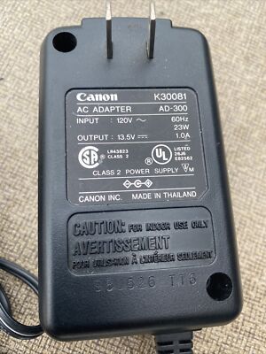 Canon K30081 AC Adapter AD-300 Input 120V Output 13.5V Printer