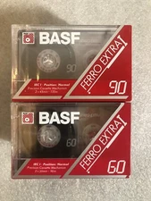 Lot of 5 BASF Ferro EXTRA 60 & 90 TYPE I BLANK CASSETTE TAPE- NEW FACTORY SEALED