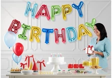 Way To Celebrate 16" Rainbow HAPPY BIRTHDAY Balloon Banner Bunting, BRAND NEW