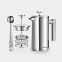 Vonshef 6 Cup Stainless Steel Cafetiere with Coffee Spoon - 1000115.1