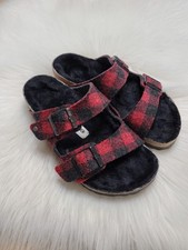 Birkenstock Arizona Red /Black Plaid Sandals Wool Women's Size 36 US Size 5