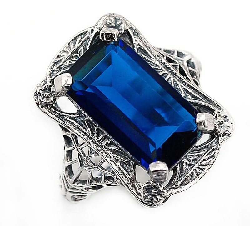 8CT Heat Treated Kyanite 925 Sterling Silver Edwardian Style Ring Sz 9 