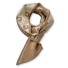 Skinny Knitted Scarf Women Winter Pull-Through Design Plaid Letter Khaki G