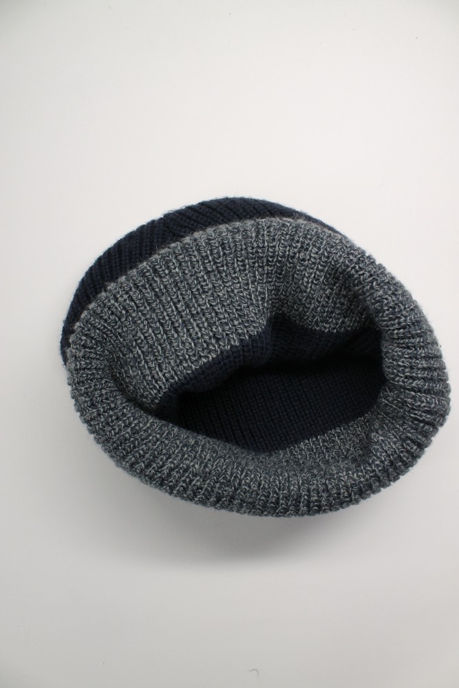 Solid blue with blue heathered cuff machine knit … - image 3