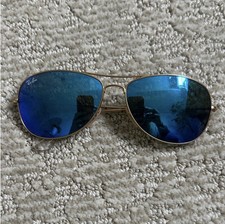Ray-Ban Aviator Sunglasses Gold Metal Frame Blue Mirrored Lenses