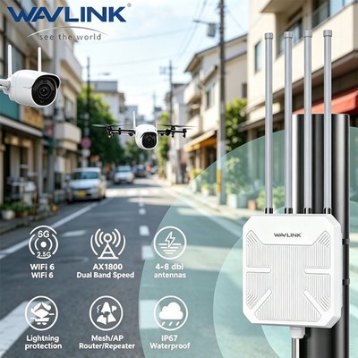 WAVLINK OUTSIDE WIFI EXTENDER AX3000 WIFI6 ROUTER WIFI BOOSTER UP TO 300 METERS