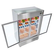 Uimoso Commercial Upright Refrigerator, 44 Cu.ft, Double Glass Doors, 8 Shelves