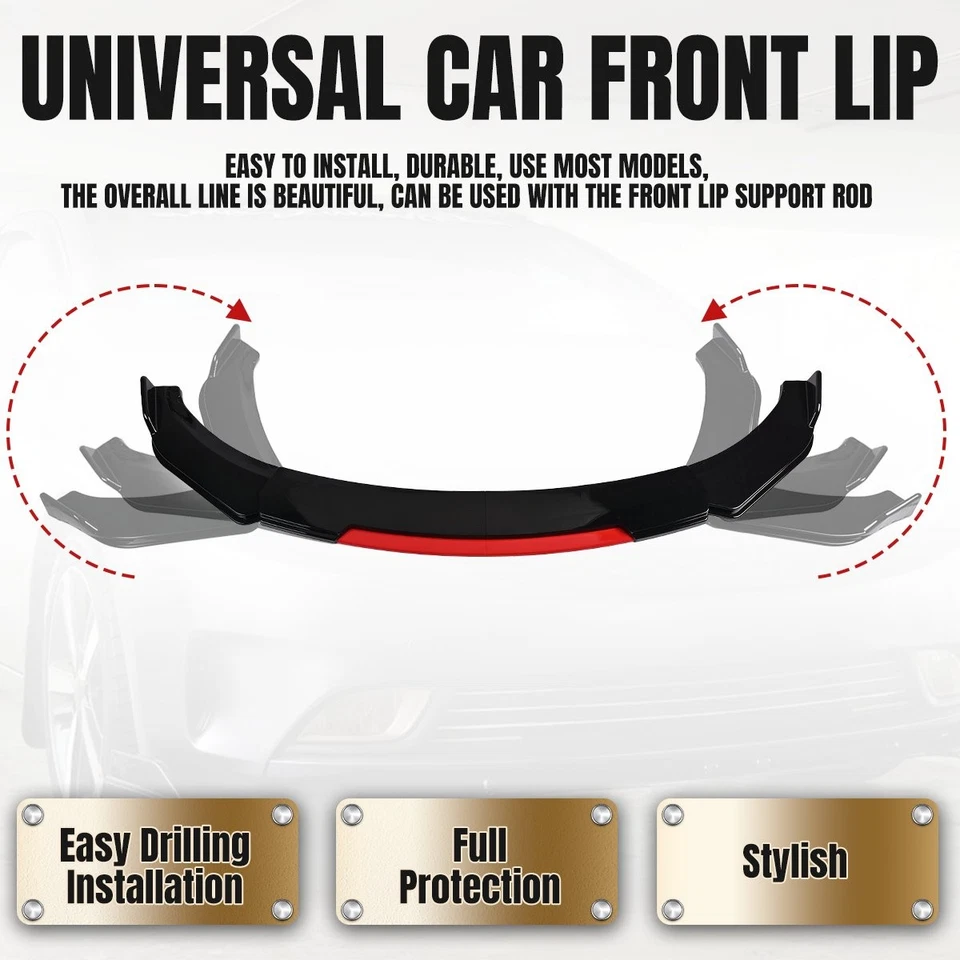 For Hyundai Tiburon 01-09 Gloss Black &Red Car Front Bumper Lip Splitter Spoiler - image 2 of 4