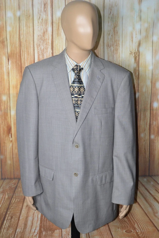 Jhane Barnes Men Beige Super 140s Wool Stripe 2 Button Suit Sz 46L Wst 42x32 - Image 2 of 4