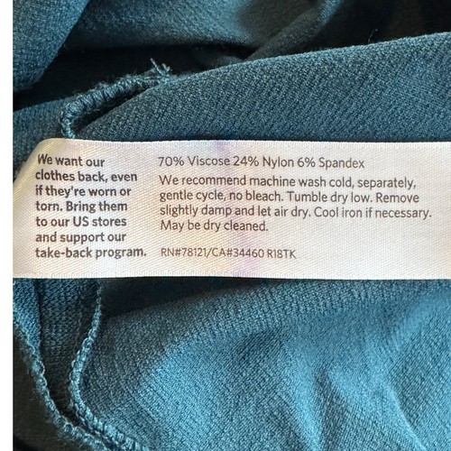 Eileen Fisher Bateau Neck Cap Sleeve Shift Dress Teal Blue Women's Size Large - Picture 15 of 19